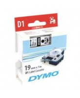 Kleepkirjalint Dymo D1 19mm x 7m must tekst läbipaistval 45800